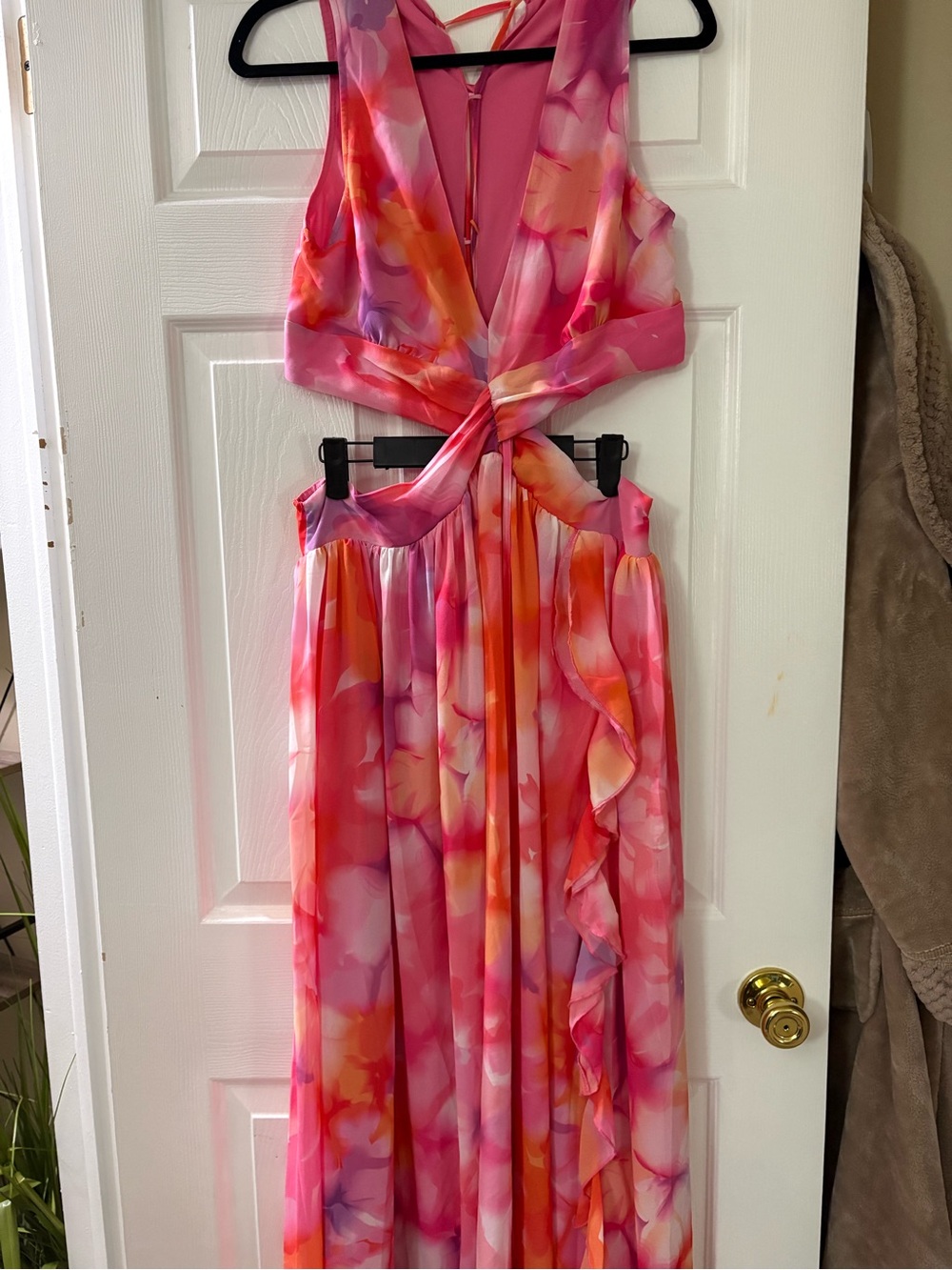 Lulu's Pink Orange Floral Midi Dress